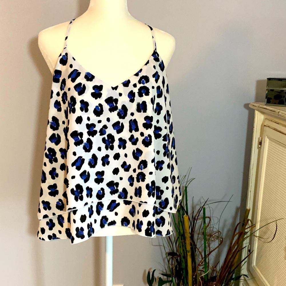 Bar lll Blue Leopard Print Tank Top